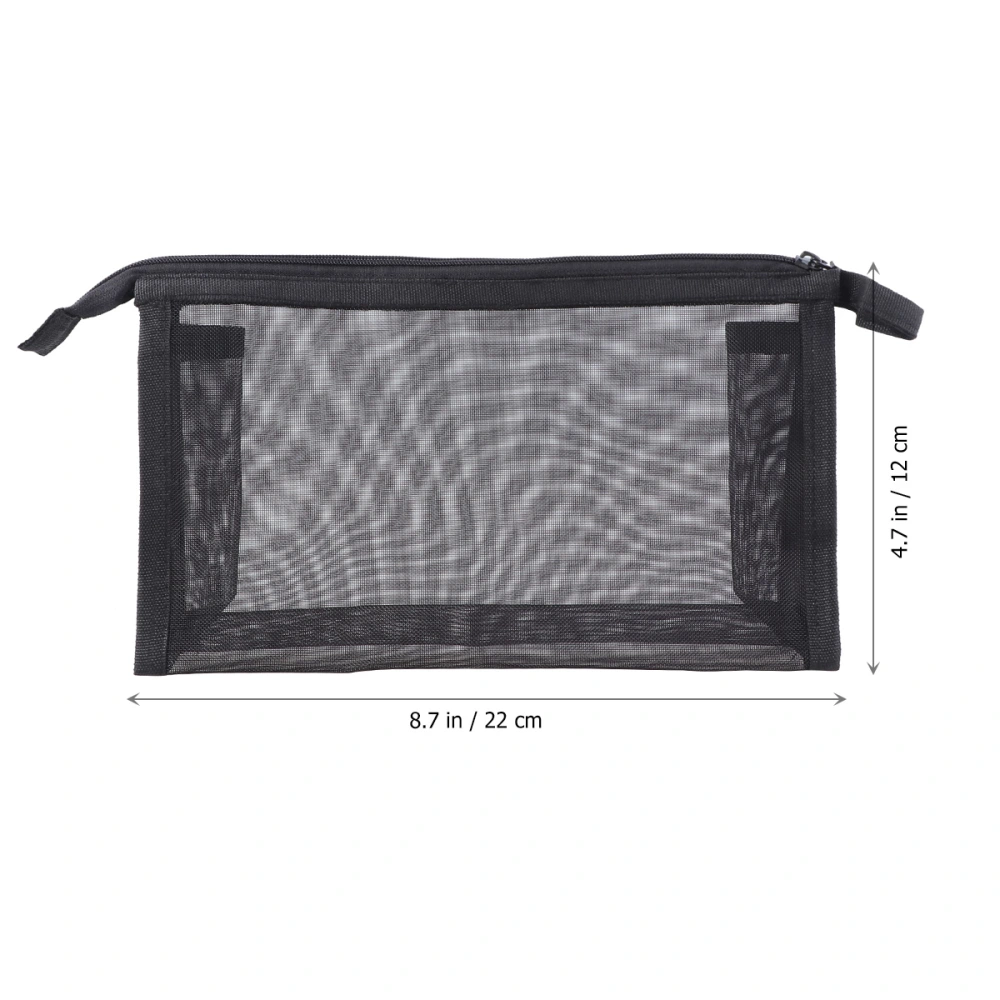 2 Pcs 22x5x12CM Multifunctional Mesh Makeup Bags Portable Underwear Storage Bag Simple Cosmetic Bag Toiletry Bag (Black)