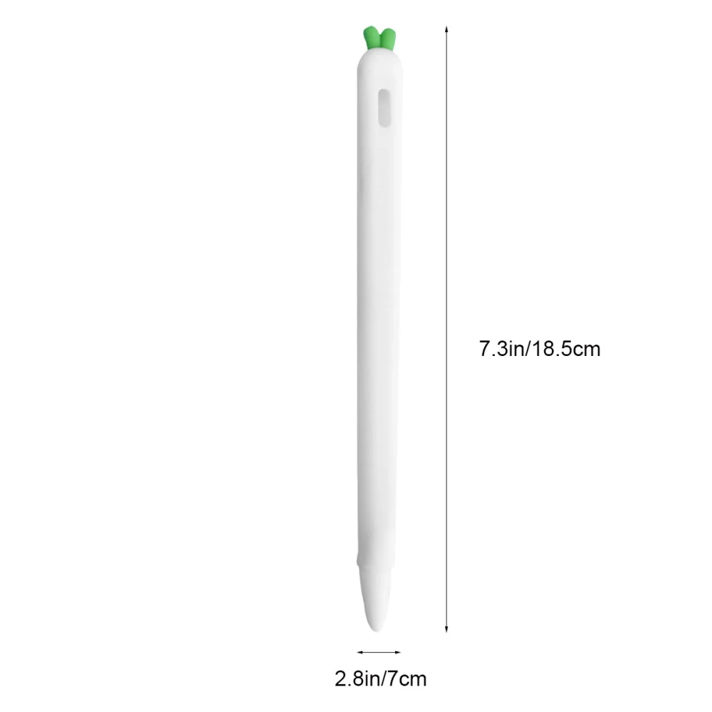 Carrot Shaped Stylus Sleeve Cover Screen Touch Pen Silicone Grip Holder Compatible for Apple Pencil 2 (White)