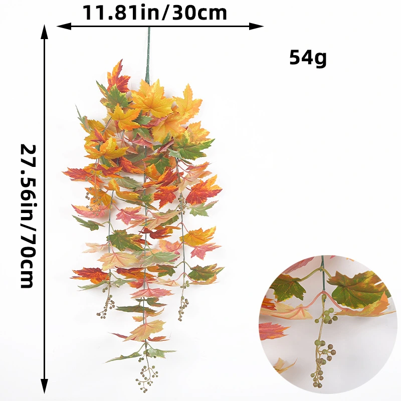 Artificial Fall Maple Leaf Garland Autumn Fake Leaf Vine Thanksgiving Outdoor Indoor Decoration