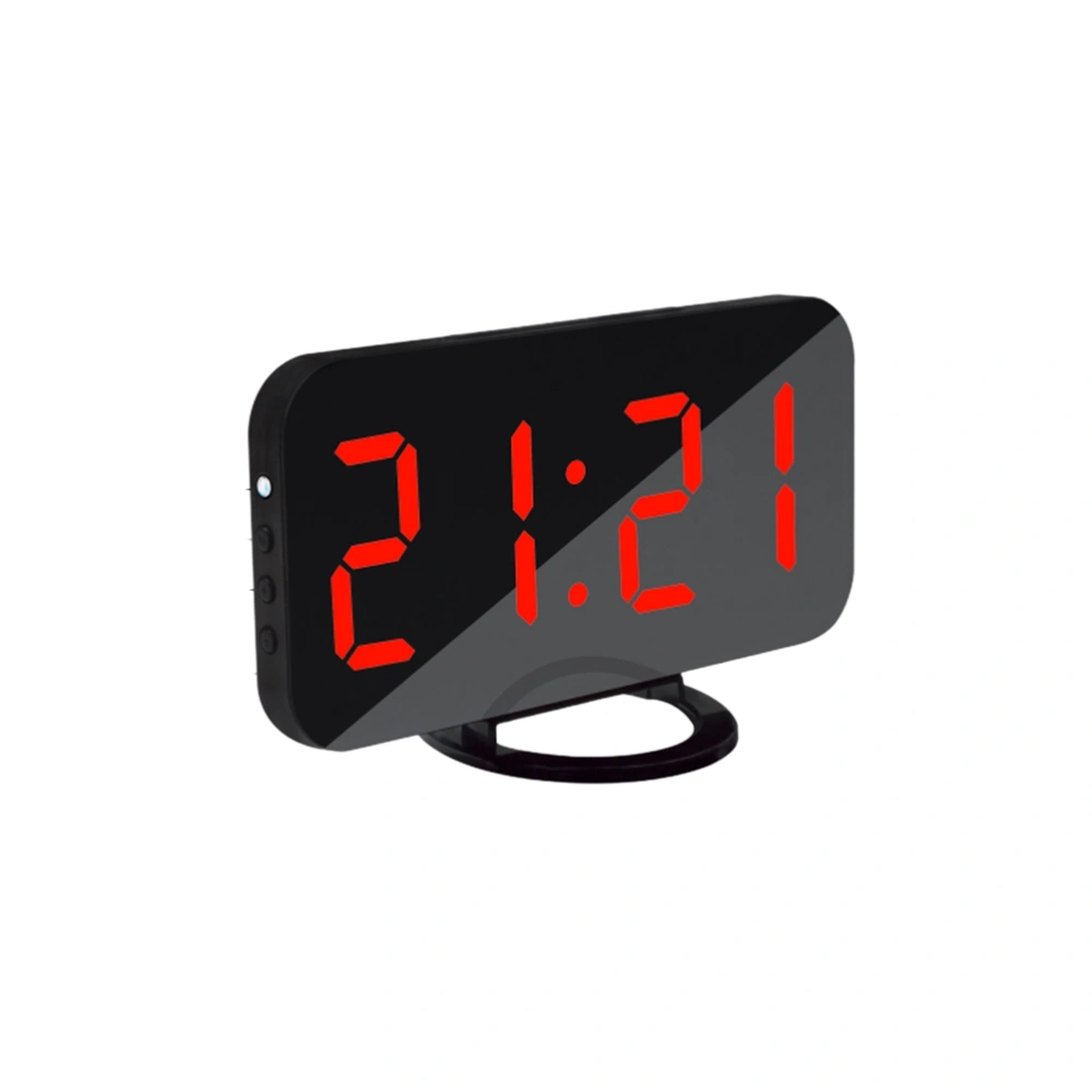 Digital Alarm Clock with Dual USB Charging Ports Large Easy-Read Mirror Surface LED Display Snooze Dimmer Function (Red)