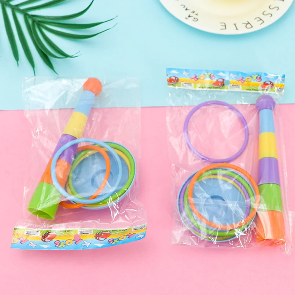 1 Set of 6PCS Funny Ring Toss Game Toy Colorful Throwing Ring Toy Creative Interactive Toss Ring Toy Early Educational Throwing Game Toys for Children (Random Color)