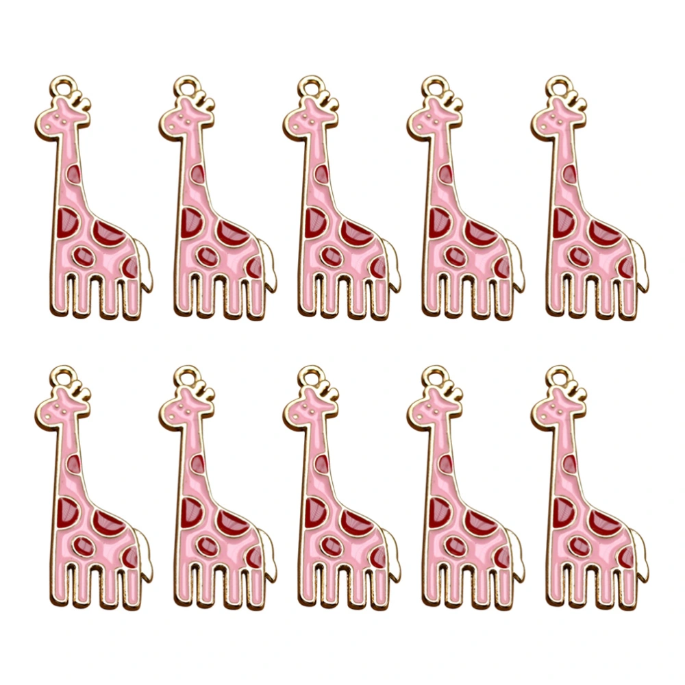 10pcs Alloy Giraffe Pendants Charms DIY Jewelry Making Accessory for Earrings Necklace (Pink)