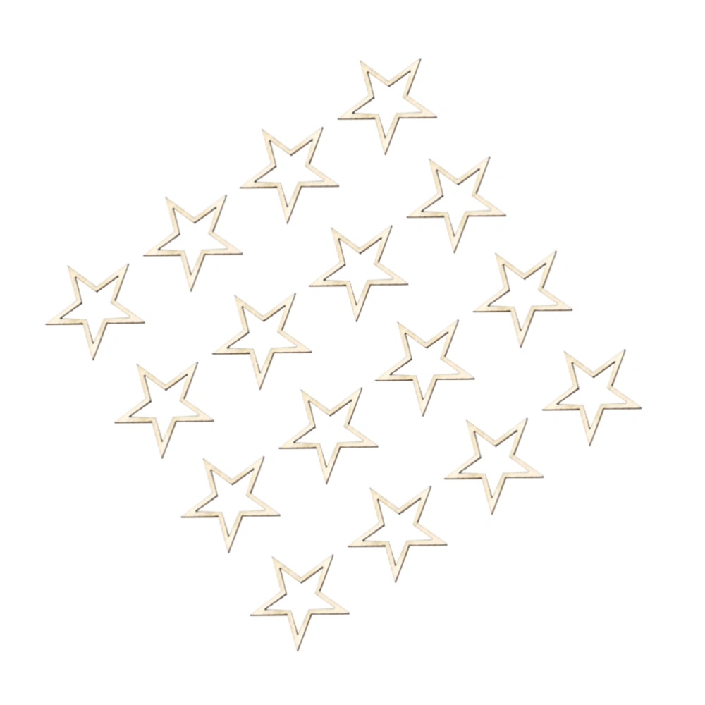 200pcs Hollow Five-Pointed Star Wooden Pieces DIY Cutouts Embellishments Wood Ornament Craft Accessories (2cm)