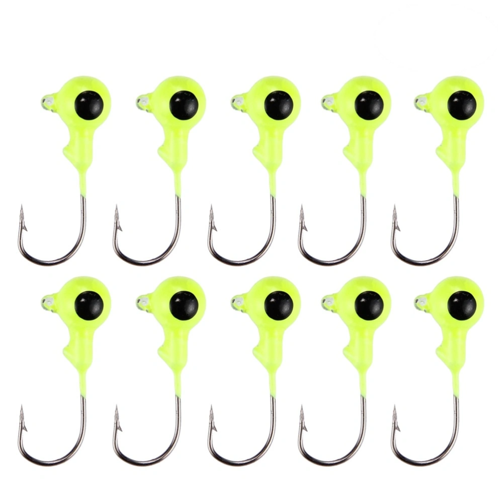 10pcs Fishing Hook Colorful Lead Round Jig Head Fishing Lures Bait Hook Fish Tackle Fishing Hooks (Yellow)