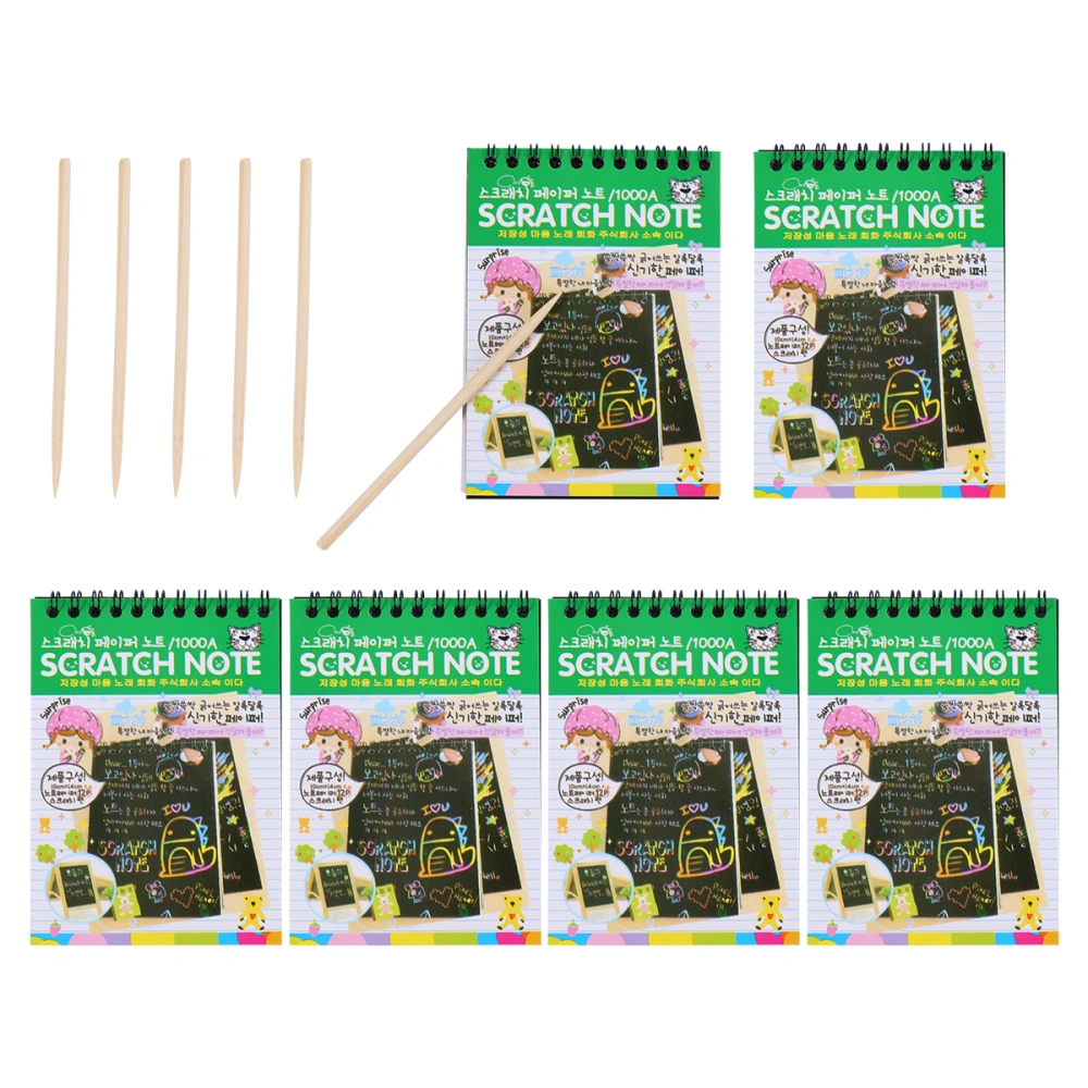 6 Sets Scratch Notebooks Scratch and Sketch Note Pad with Scratch Stick