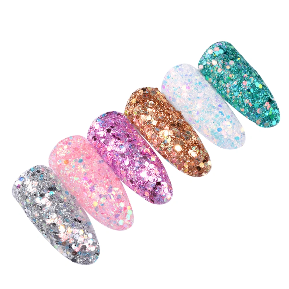 6pcs Nail Glitter Sequins Iridescent Flakes Ultra-thin Tips Colorful Mixed Paillette Face Body Hair Nail Art