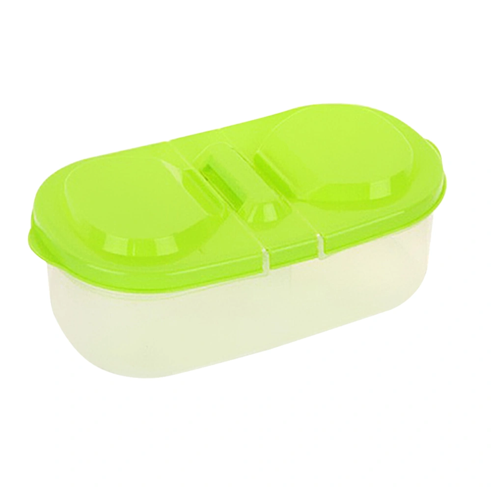 2 Grid Plastic Food Storage Container Refrigerator Crisper Box Fresh Fruit Snacks Storage Box (Green)