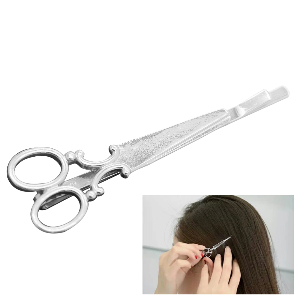 2Pcs Scissors Shape Hair Clip Barrettes Hairpin Women Girls Headwear (Silver)