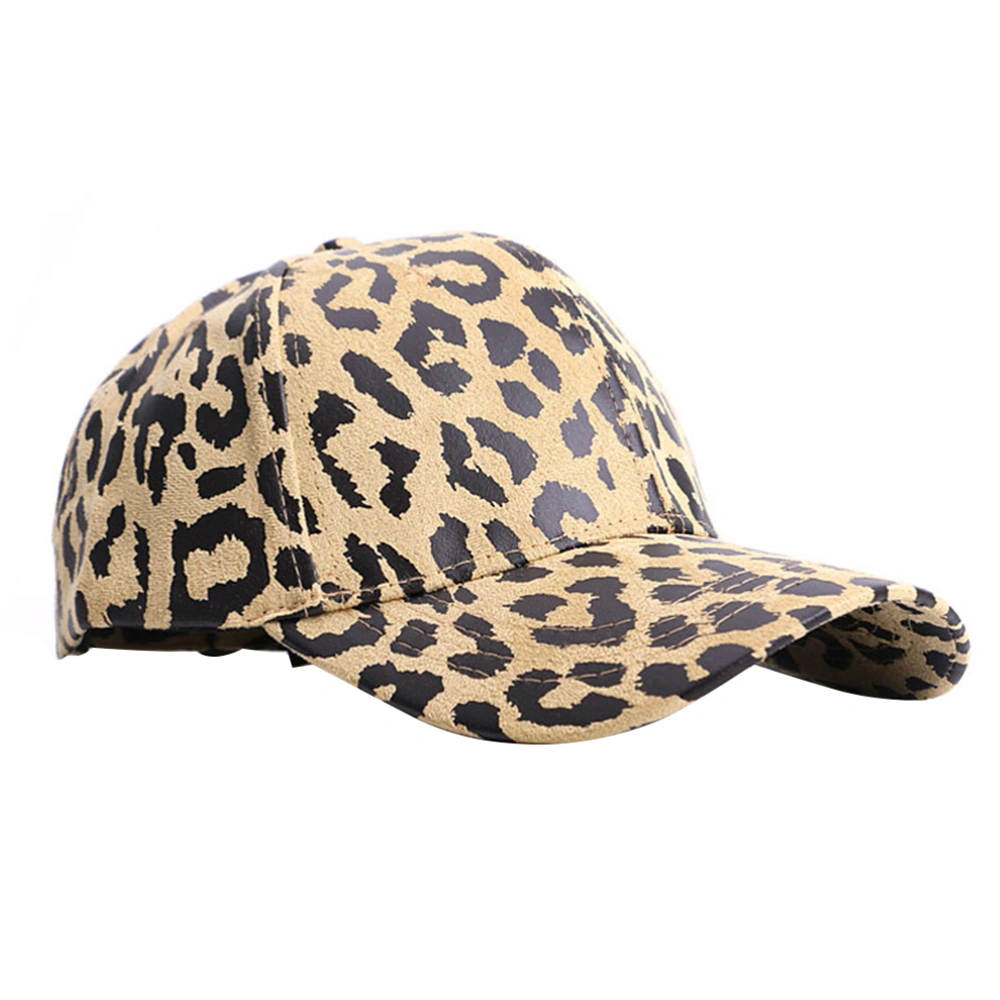 1PC Leopard Printed Baseball Stylish Cotton Peaked Thin Sun Shade Unisex Sun Block Outdoor Protective Hat for Women Man Use (Yellow Leopard Style)