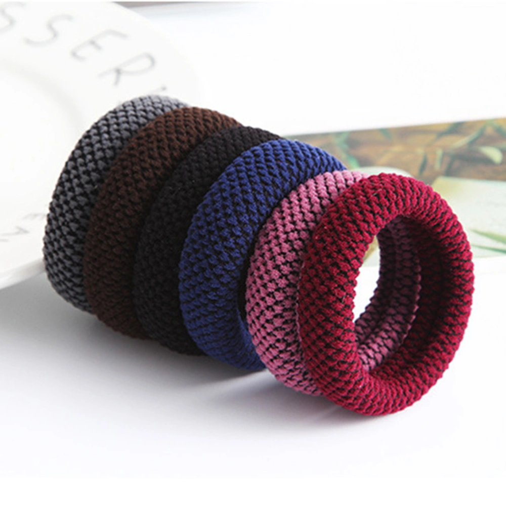 6pcs Fashion Thicken Seamless Hair Ties Elastic Hair Rope Ponytail Holders Stretch Band Hair Accessory for Woman Girl