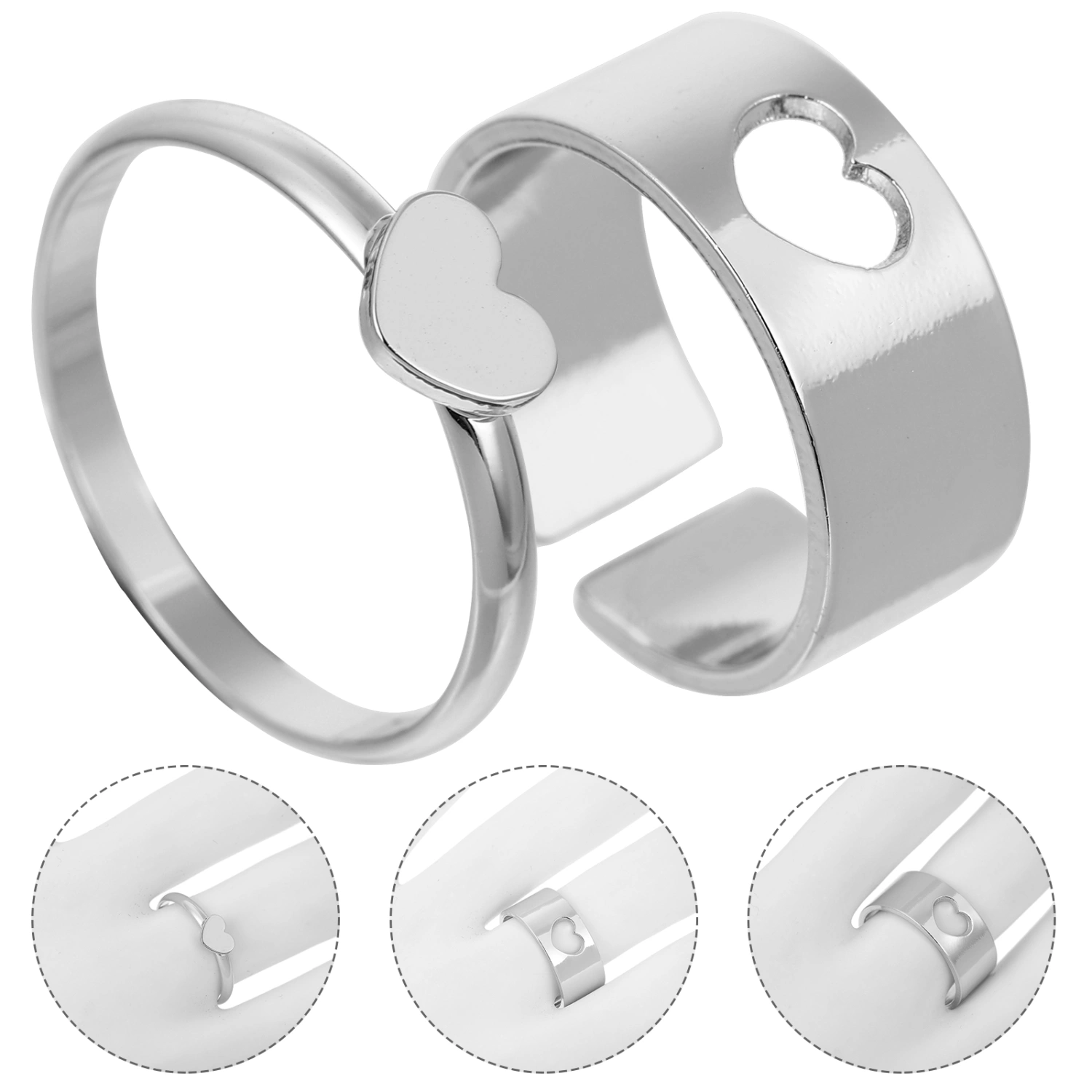 2pcs Fashionable Rings Decorative Couple Rings Romantic Finger Rings Gifts