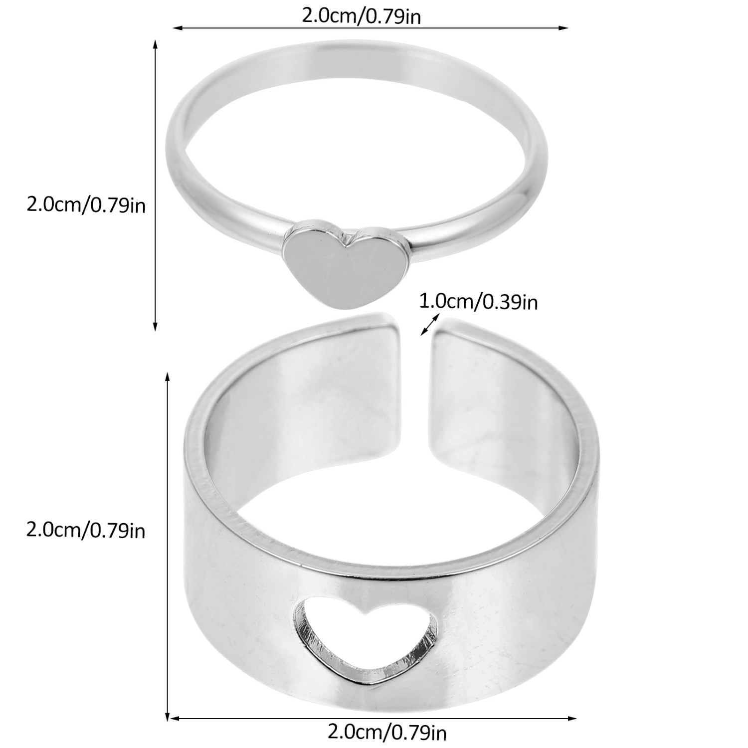 2pcs Fashionable Rings Decorative Couple Rings Romantic Finger Rings Gifts