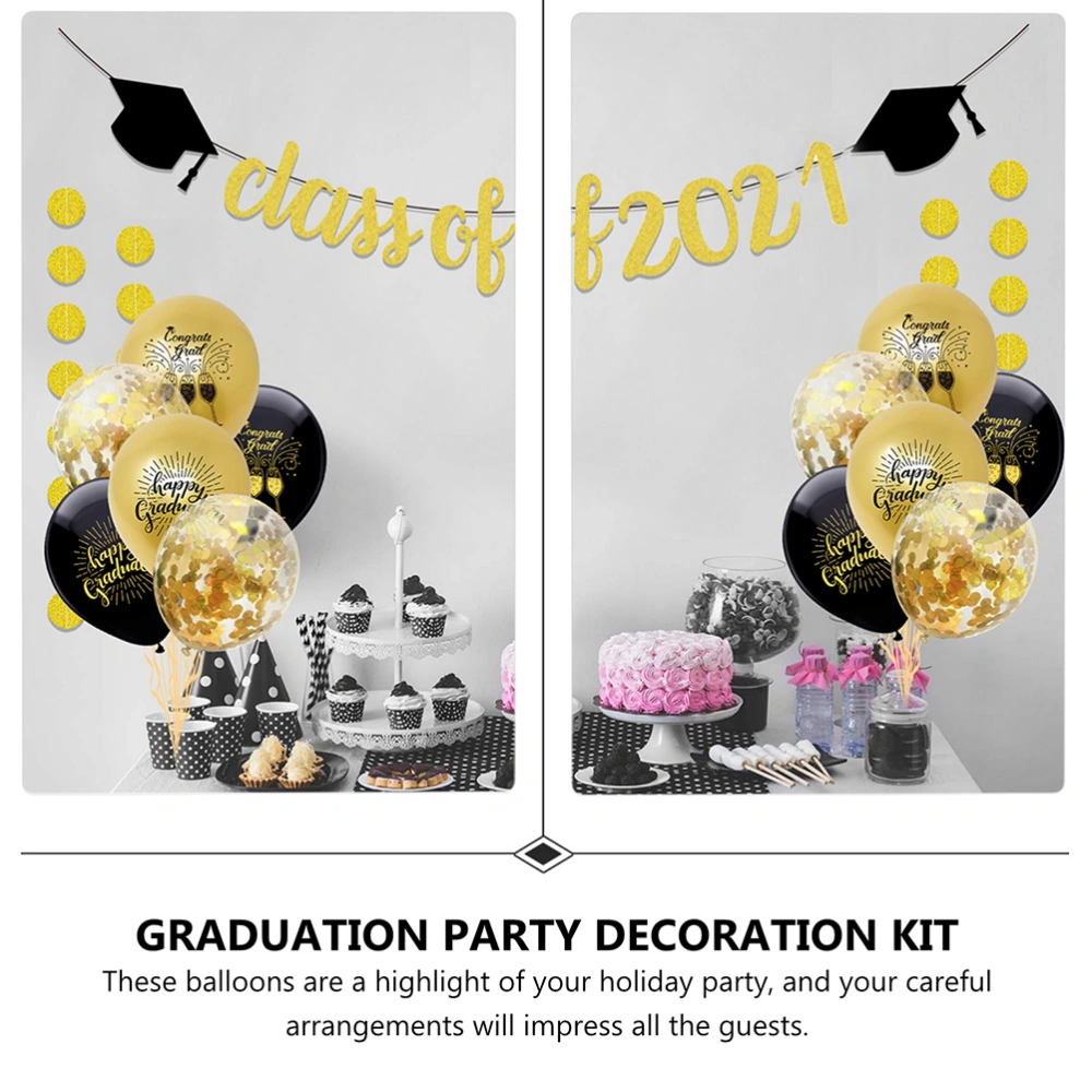 17pcs Graduation Theme Party Decorative Banner Balloons Hanging Ornament