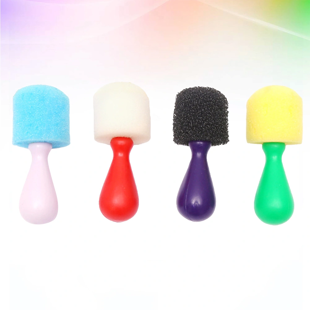 4pcs Spherical Paint Sponge Brushes Mini DIY Painting Sponge Seals Drawing Brush Doodle Tools for Kids (Random Color)