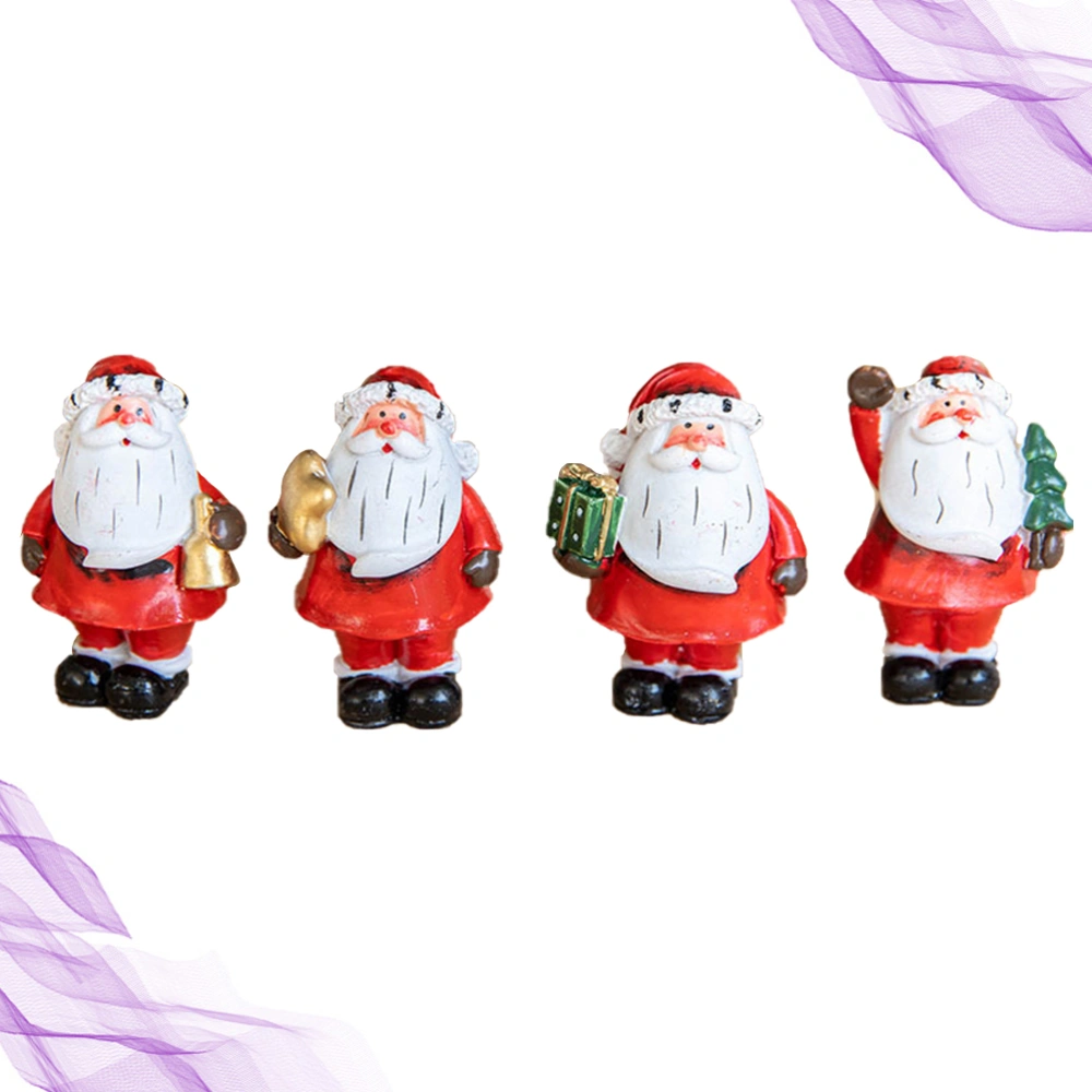 4PCS Creative Santa Resin Ornaments Christmas Miniature Plant Ornaments Layout Props for Home Mini Landscape Supplies - Type 5 Type 6 Type 7 Type 8