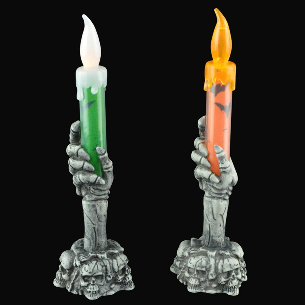 2pcs Halloween Ghost Hand Candle Lamp LED Electronic Glowing Candles Decorative Light Party Supplies Green