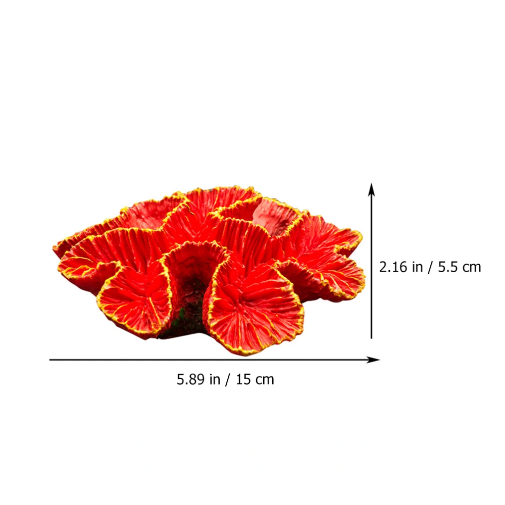 1Pc Fish Tank Lifelike Coral Micro Landscape Adornment Resin Decoration (Red)