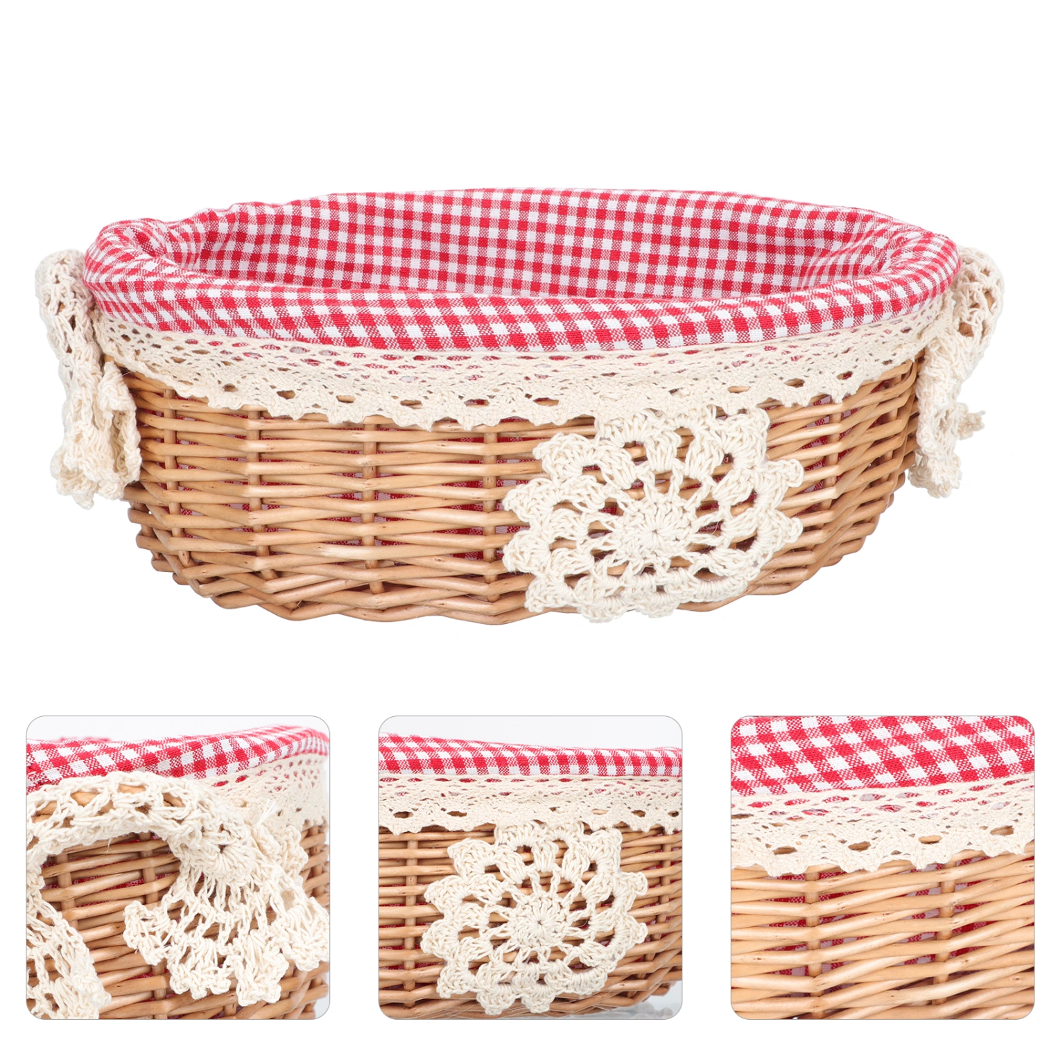 Hand Woven Basket Food Serving Basket Rattan Woven Picnic Storage Basket