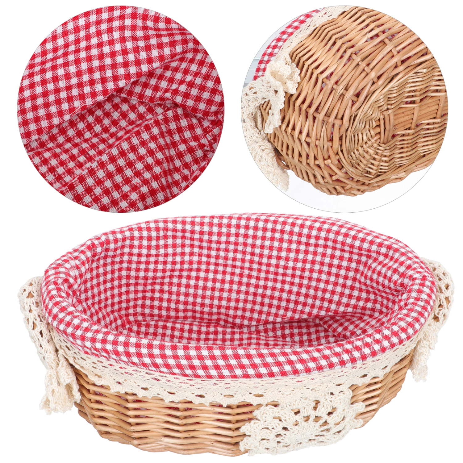 Hand Woven Basket Food Serving Basket Rattan Woven Picnic Storage Basket