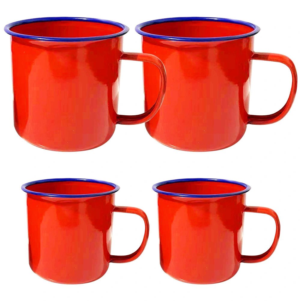 4 Pcs Enamel Water Mugs Tea Drinking Cups Vintage Style Water Drinking Cups