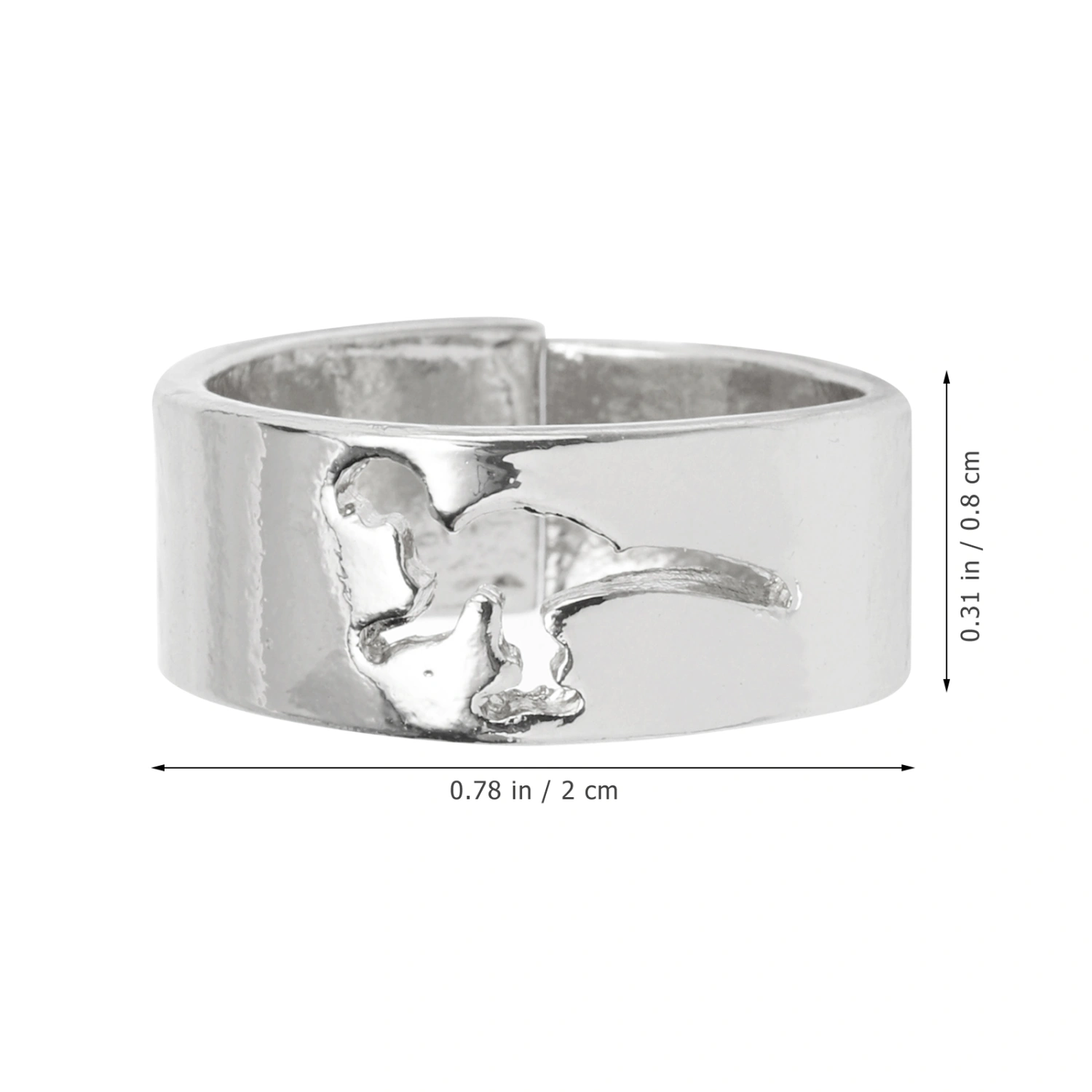2Pcs Matching Rings Dinosaur Band Ring Jewelry for Couples Engagement Wedding