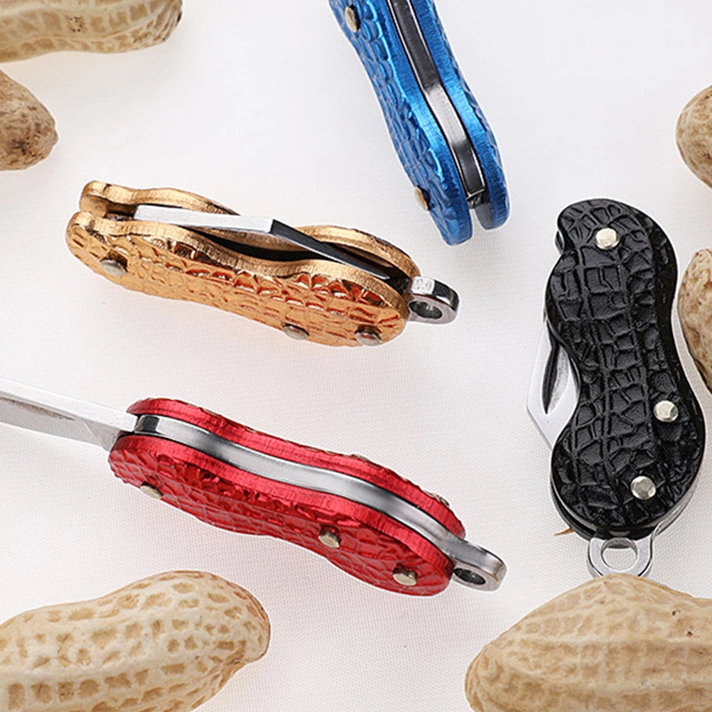 Creative Peanut Shape Fruit Foldable Fruit Cutter Portable Cutting Tool Household Gadget (Golden)
