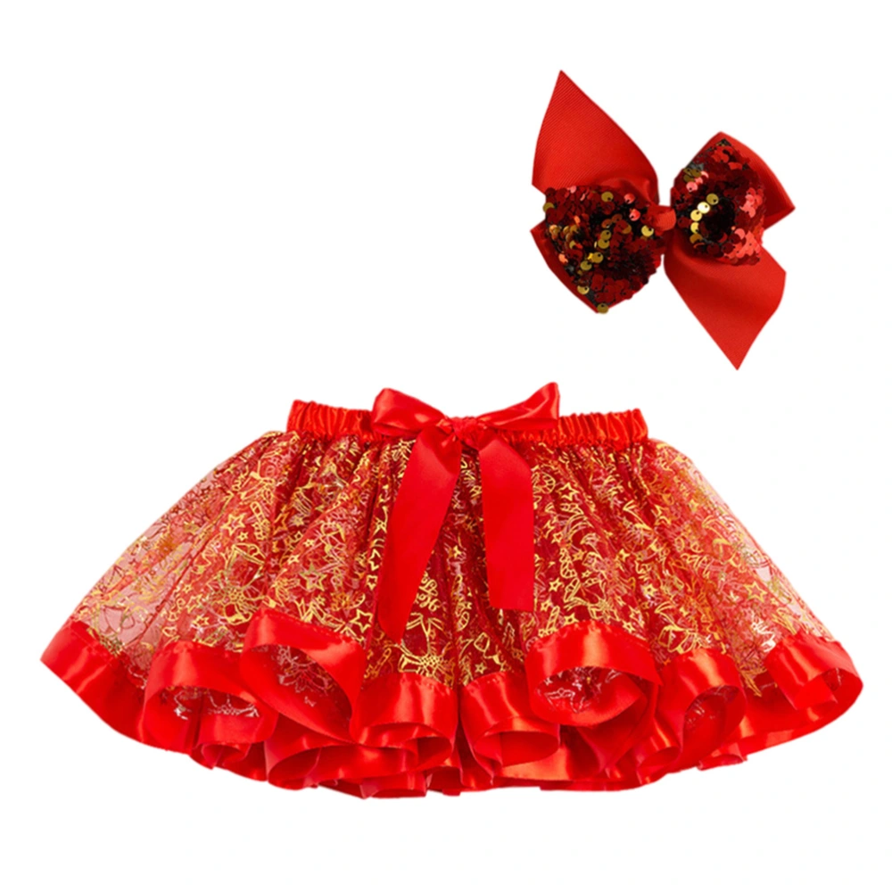 1 Set Cartoon Christmas Printed Children Skirt Bubble Skirt Lovely Tutu Skirt