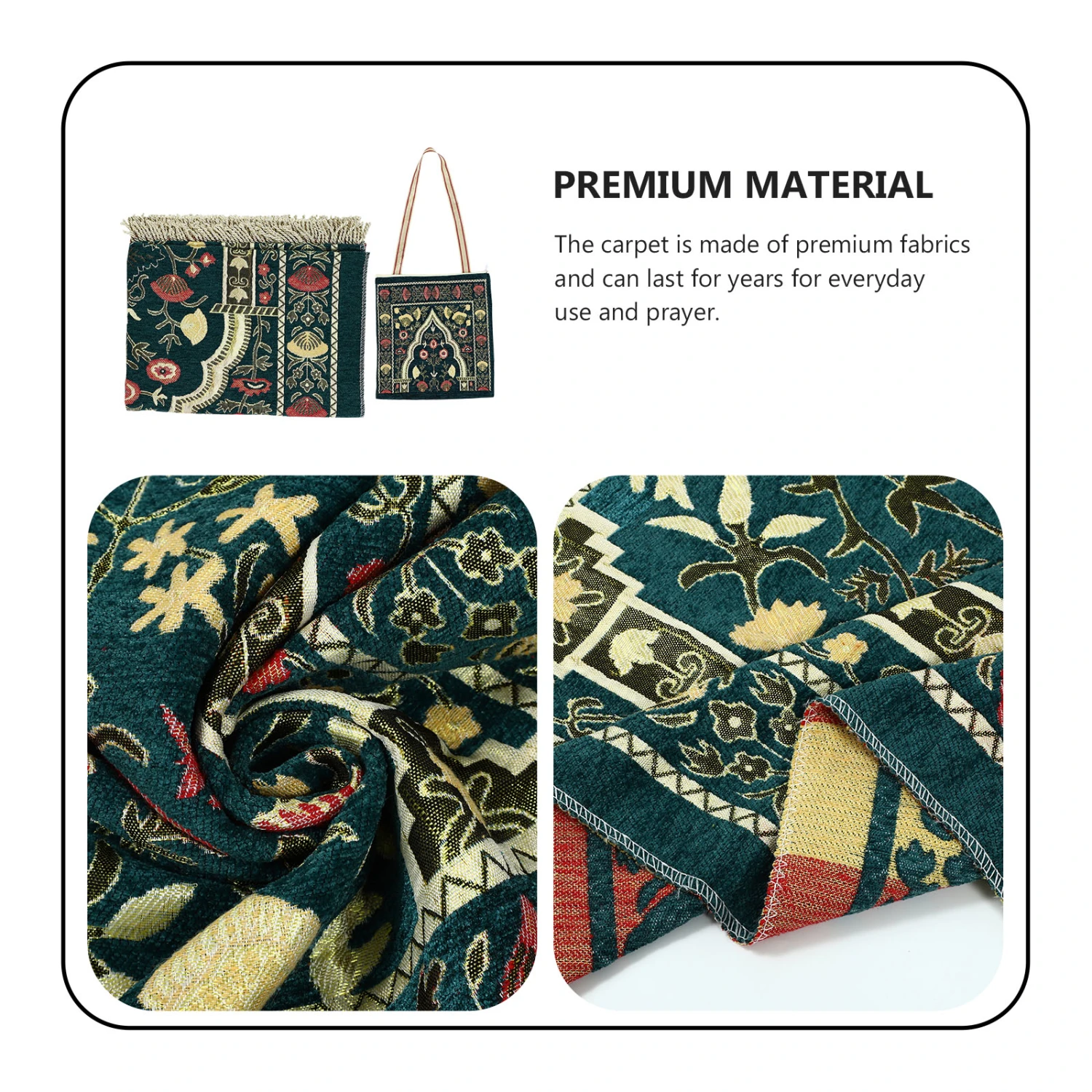 1set Prayer Mat Tassel Prayer Rug Pilgrimage Blanket with Carrying Bag