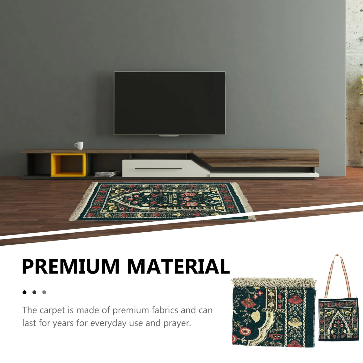 1set Prayer Mat Tassel Prayer Rug Pilgrimage Blanket with Carrying Bag