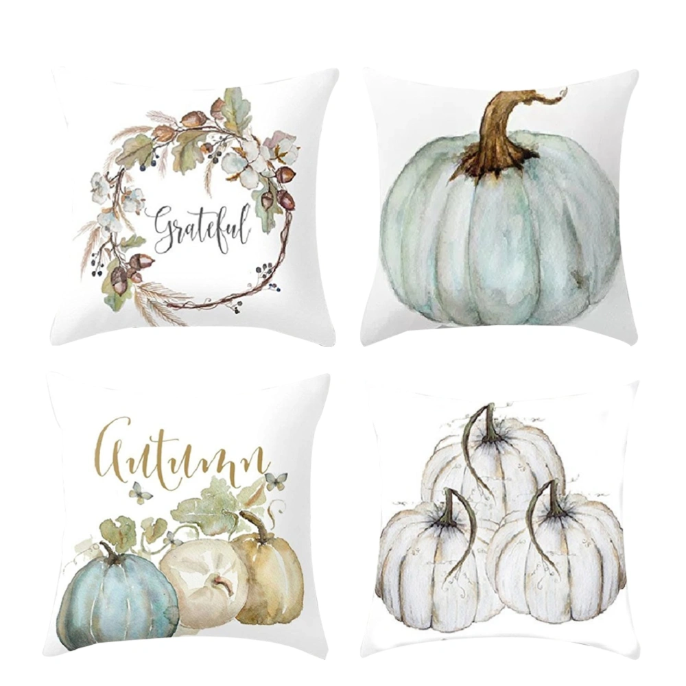 4pcs Halloween Pumpkin Short Plush Cushion Cover Bedroom Sofa Office Chair Pillow Cover Modern Party Home Decoration