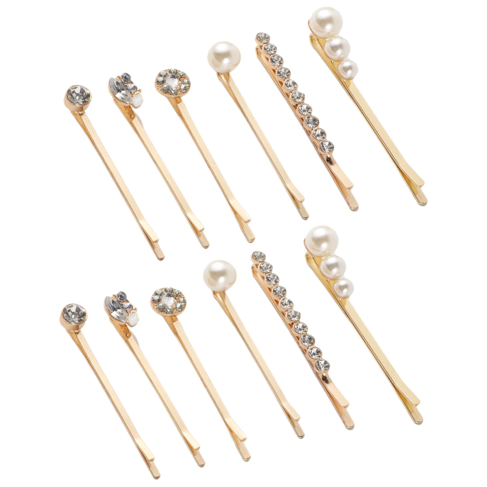 12PCS Manmde Pearl Rhinestone Barrettes Side Clips Hair Clips Hair for Girls