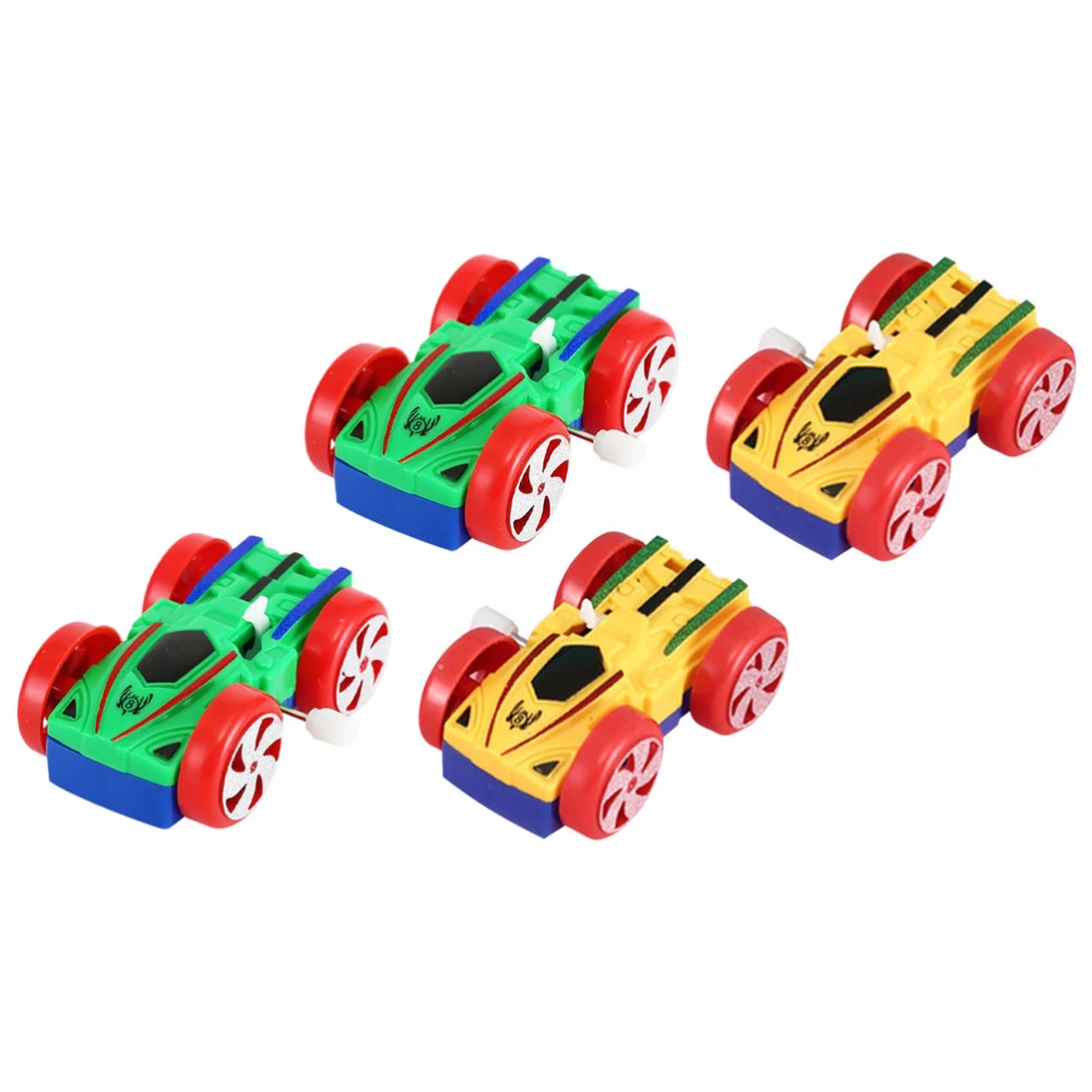 4pcs Car Shape Wind up Toys Cartoon Double-sided Car Clockwork Toys for Kids