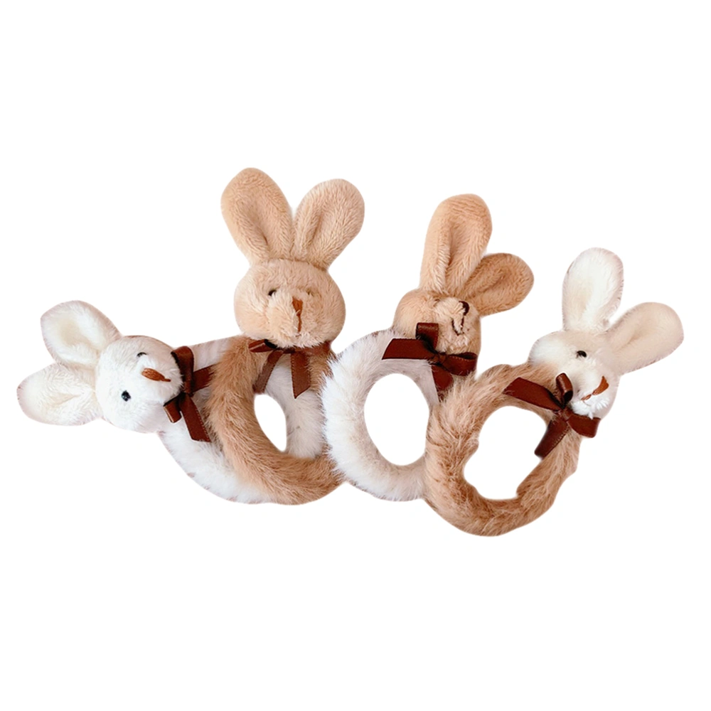 4pcs Elastic Hair Ropes Bunny Shaped Hair Rings Hair Band Hair Accessories