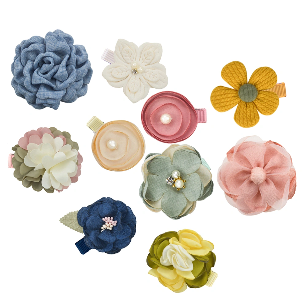 10Pcs Baby Hair Clips Flower Theme Headdress Bang Side Clips Photo Taking Hairpins Hair Decoration Mixed Color