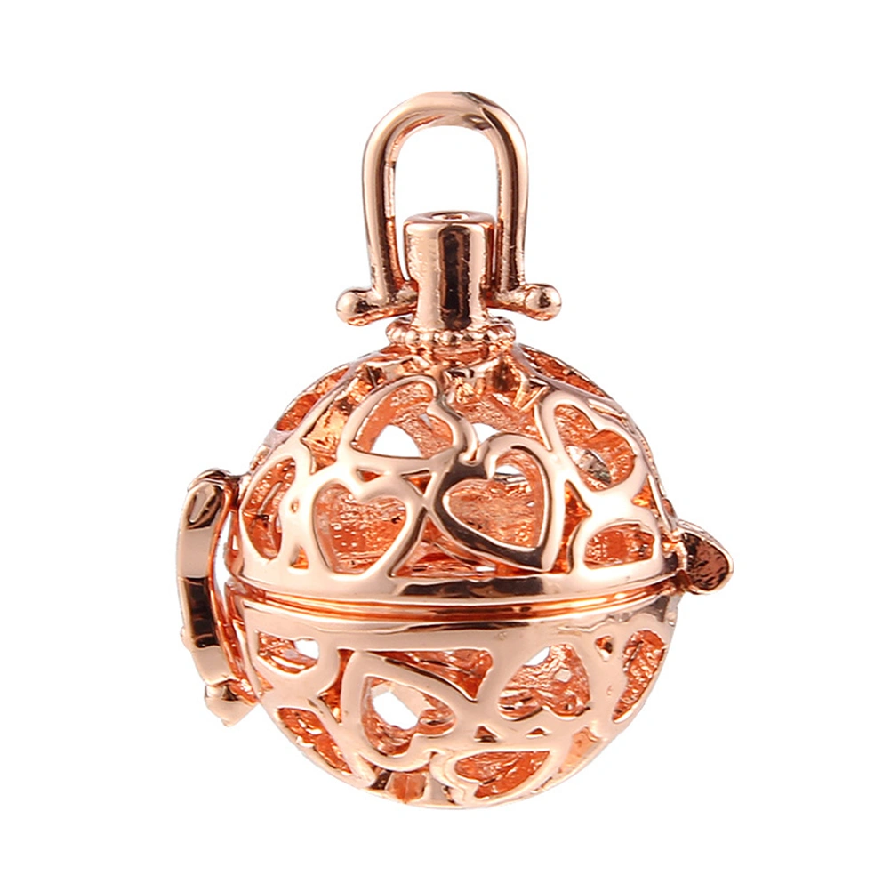 4pcs Hollow Heart Pearl Bead Cage Locket Pendants for DIY Jewelry Making Accessories Essential Oil Necklace