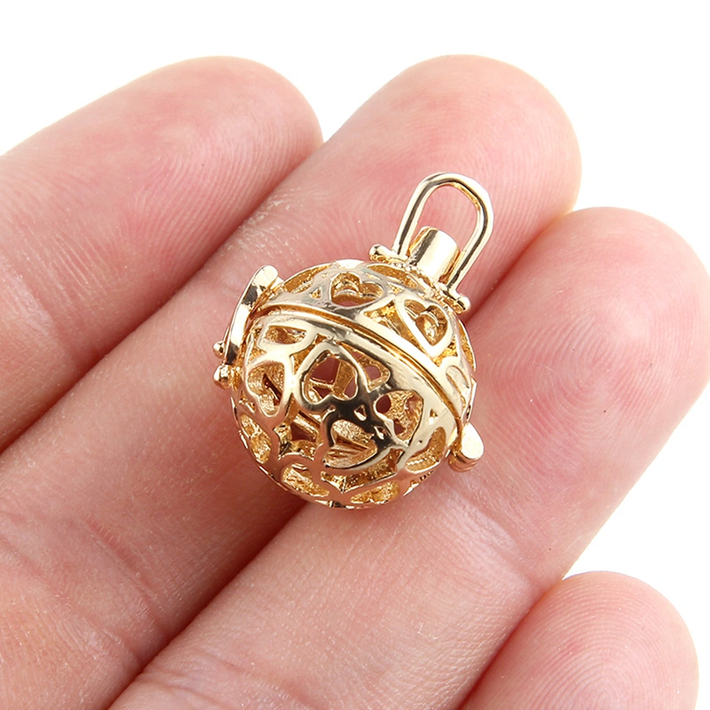 4pcs Hollow Heart Pearl Bead Cage Locket Pendants for DIY Jewelry Making Accessories Essential Oil Necklace