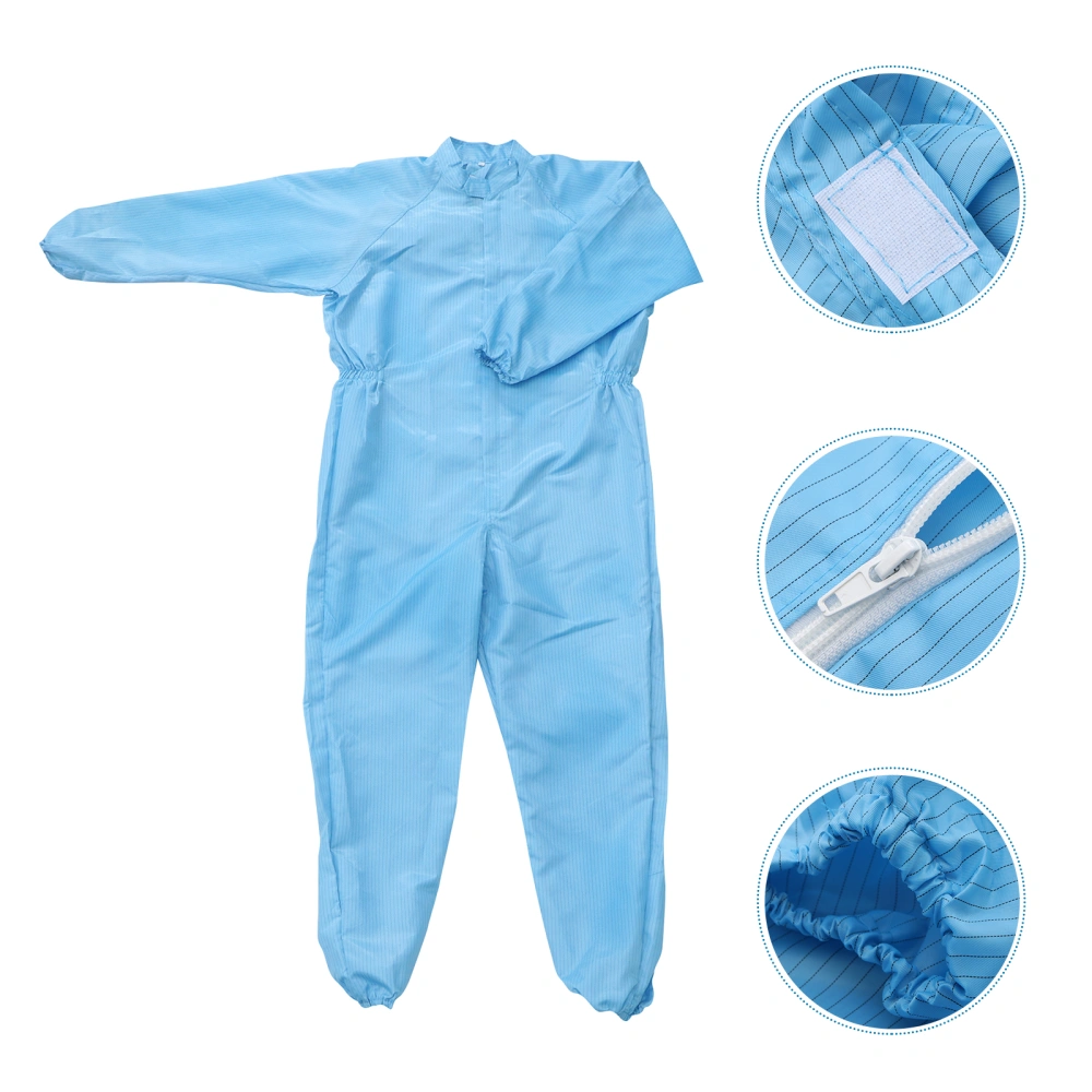 Dustproof Protective Clothing Antistatic Hooded Suit Laboratory Clean Clothes (Blue, Without Shoes, Size XXXL)