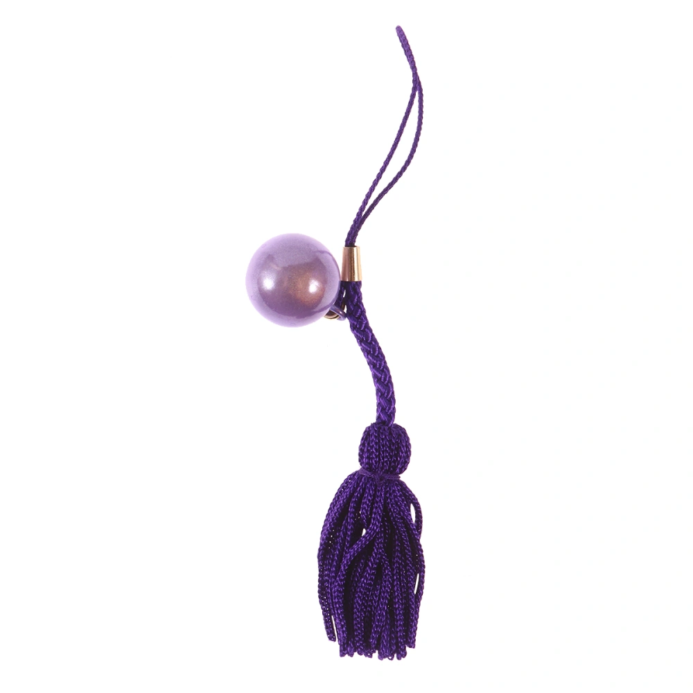 Bells Pendant Accessories Round Seal Bright Colored Japanese Water Bells Wrinkle Grain Copper Bells with Hanging Tassel for DIY Backpack Phone Case Pendant (Purple Bell and Tassel)