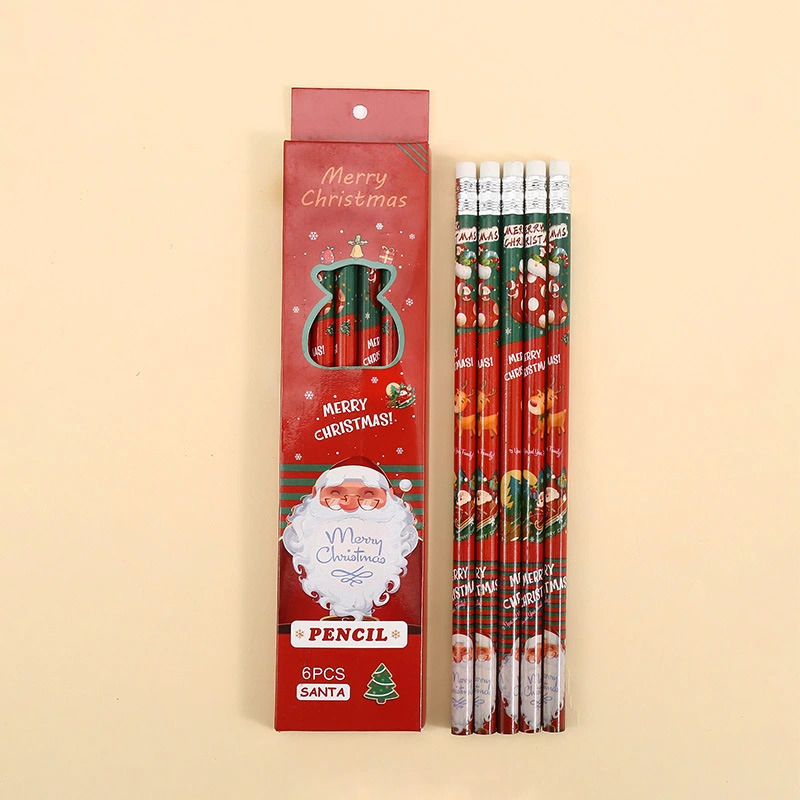 6pcs Adorable Pencils with Eraser Colorful Christmas Pencils Writing Pencils for Christmas