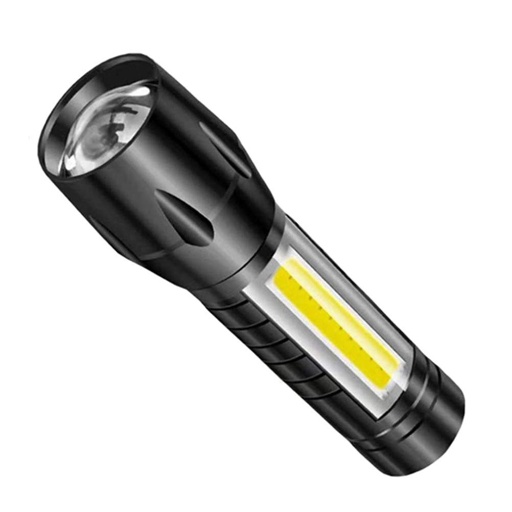 1PC Mini Small Flashlight Portable Hard Light LED Torch Zoom COB Working Lamp Rechargeable Outdoor Flashlight for Outdoor Night Black