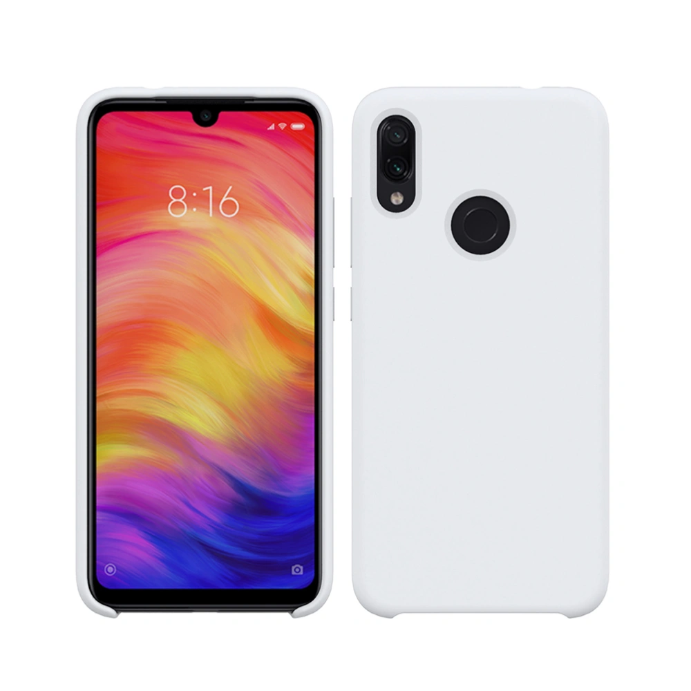 Protective Phone Case Solid Silicone Scrub Feeling Lining Scratch-resistant Anti-fingerprint Oil Proof Full Covered Phone Cover for Xiaomi Redmi Note 7(White)