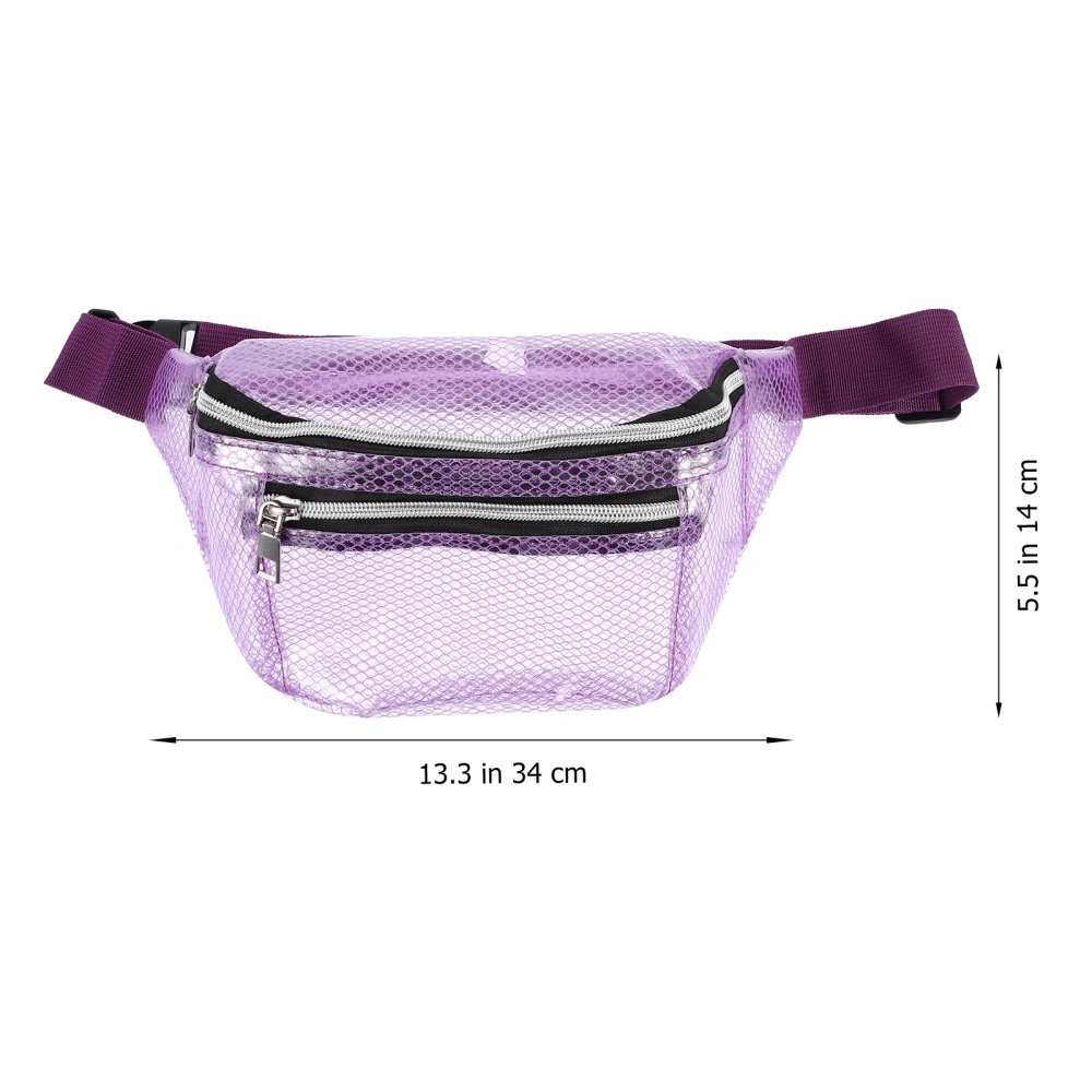 Outdoor Unisex Bag Multi-function Phone Waist Bag Transparent Bag with Mesh Decor