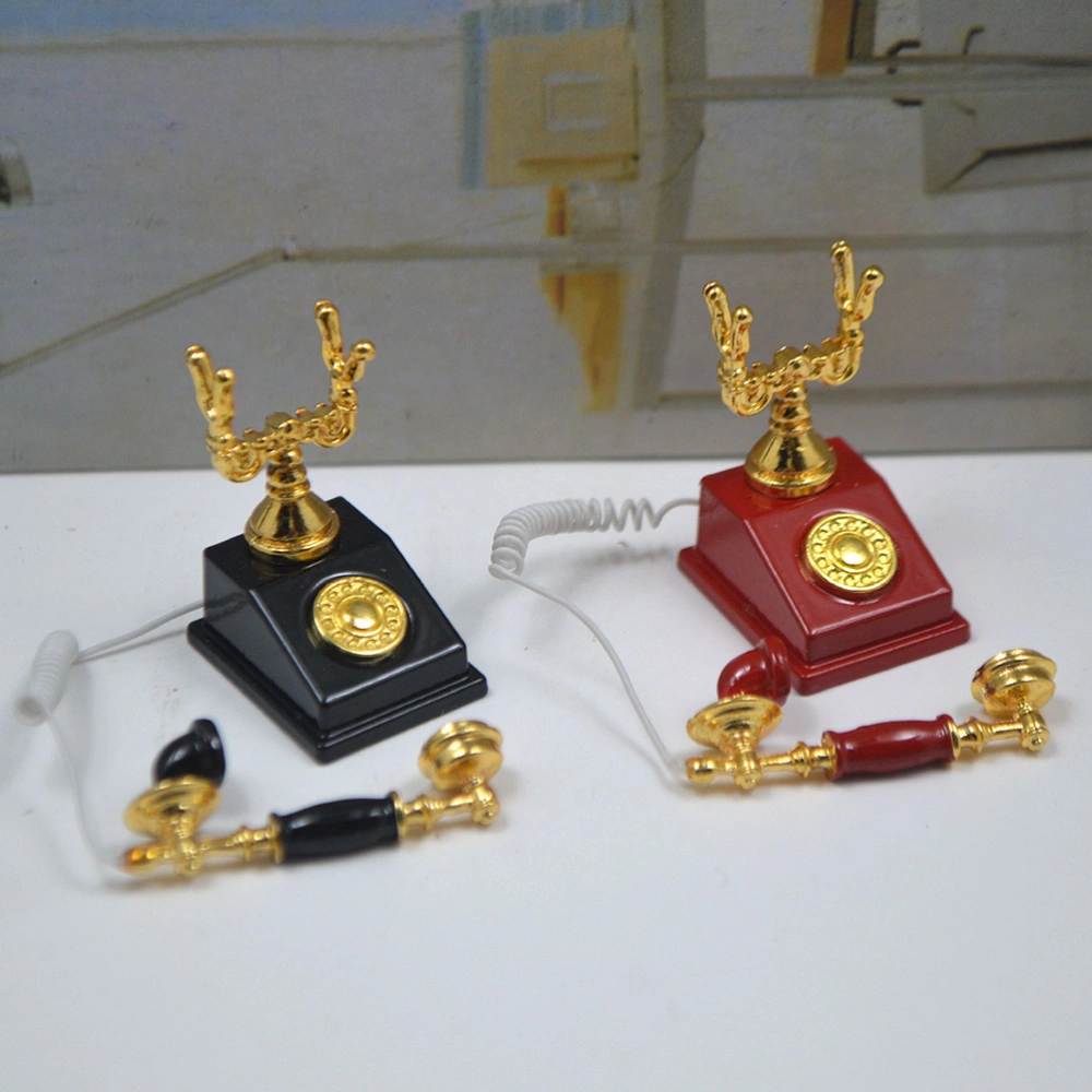 2pcs Simulated Mini Telephone Miniature Toy Model Mini House Prop(Random Color)