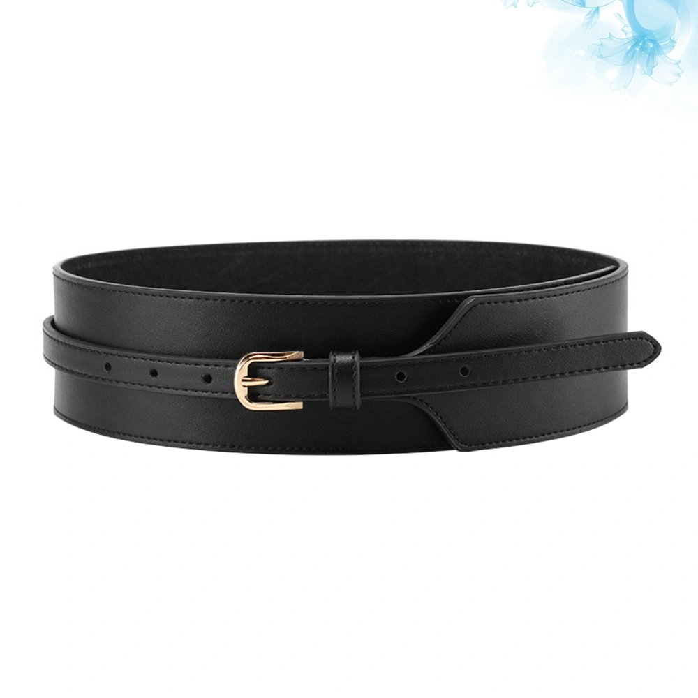 1Pc 100cm Vintage Black Buckle Women Waist Belt Retro Wide Waist Belt Weaving Waistband for Dresses Jeans（Black）