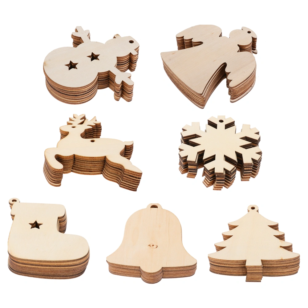 70 Pcs Christmas Decor Blank Wood Pieces Craft DIY Christmas Wood Chip Pendant