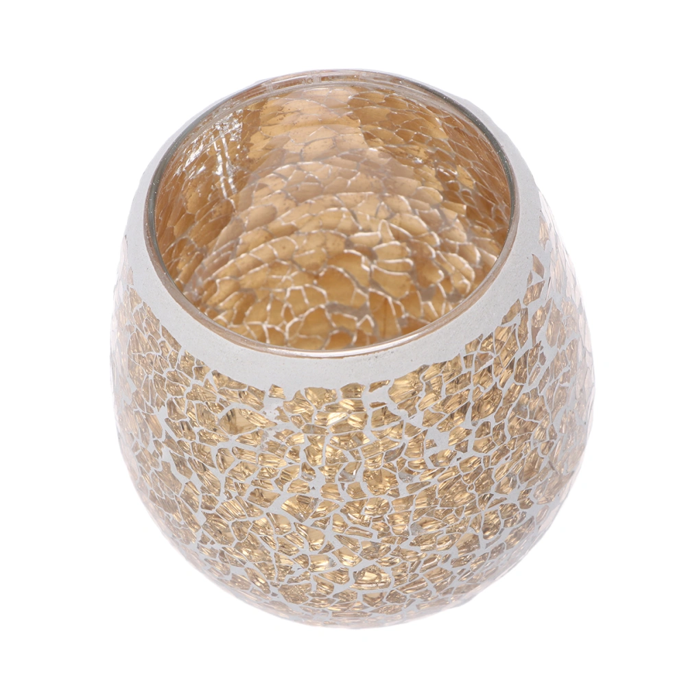 European Style Mosaic Patch Candle Holder Glass Tealight Cup Desktop Decor for Hotel Restaurant Wedding Number 7 Golden