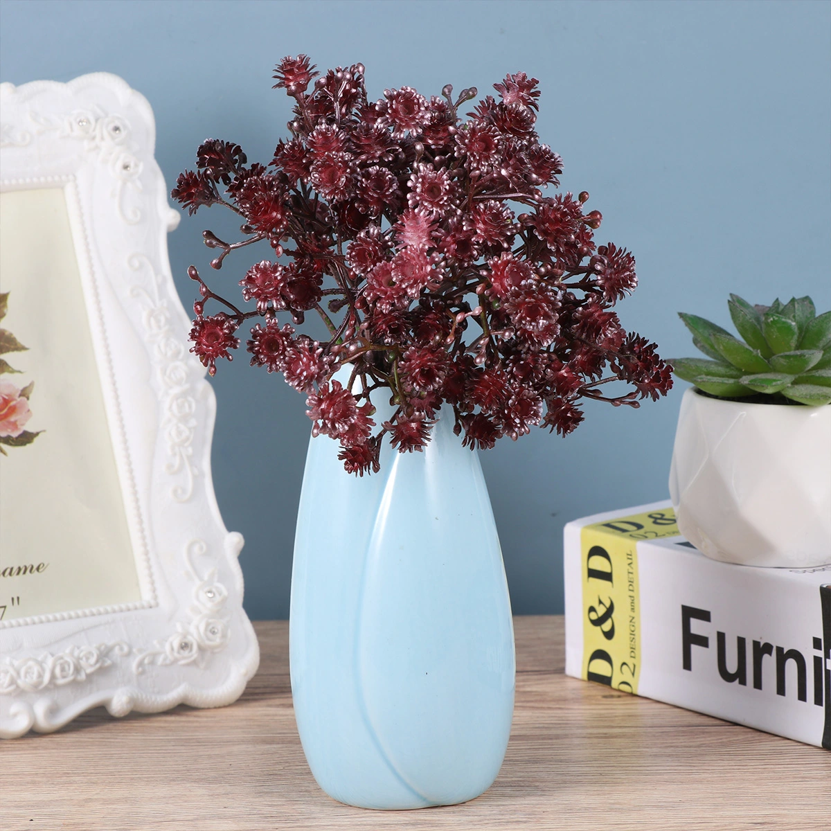 1Pc Artificial Gypsophila Plastic Gypsophila Home Ornamental Flower Evening Party Decoration Plastic Flower (Red)