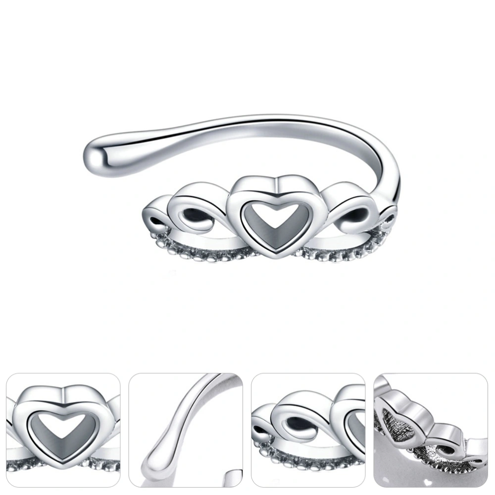 Single Ear Bone Clip Sterling Silver Ear Cuff Wrap Vintage Heart Ear Jewelry