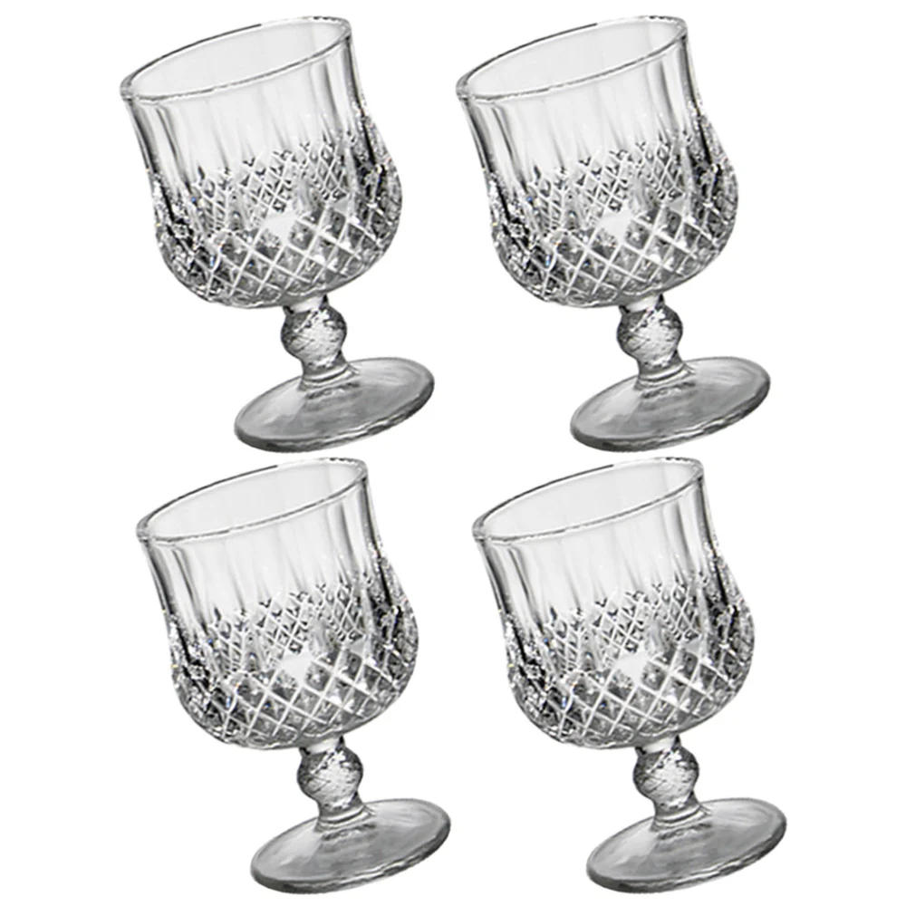 4pcs Glass Wine Glasses Frosted Goblets Party Champagne Goblet Red Wine Glasses