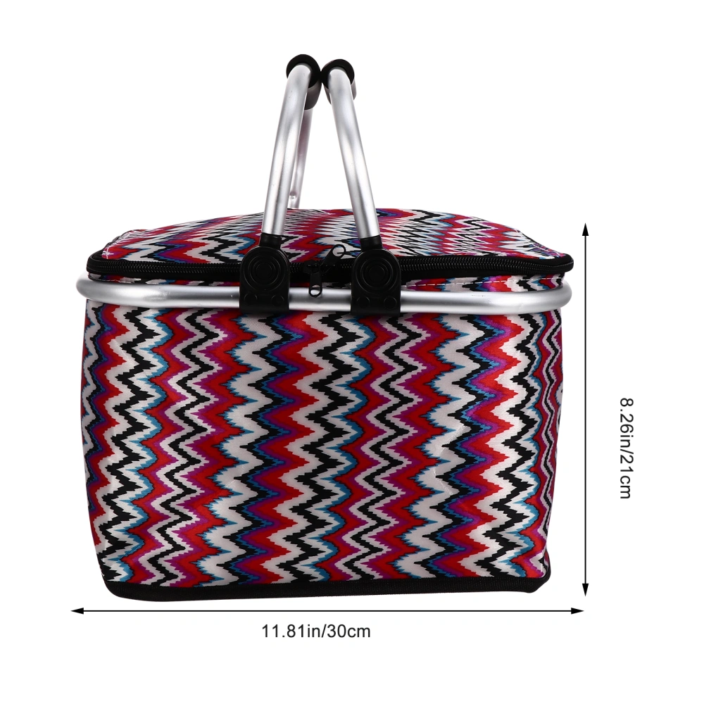 1pc Small Lunch Basket Collapsible Insulated Picnic Bag Folding Basket